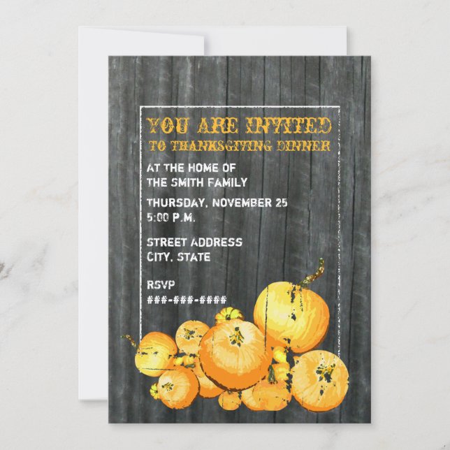 Thanksgiving Dinner Party Invitation - Pumpkins (Front)