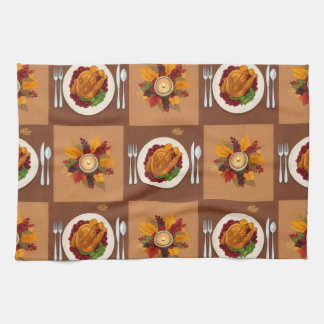 Thanksgiving Dinner Pattern Tea Towel