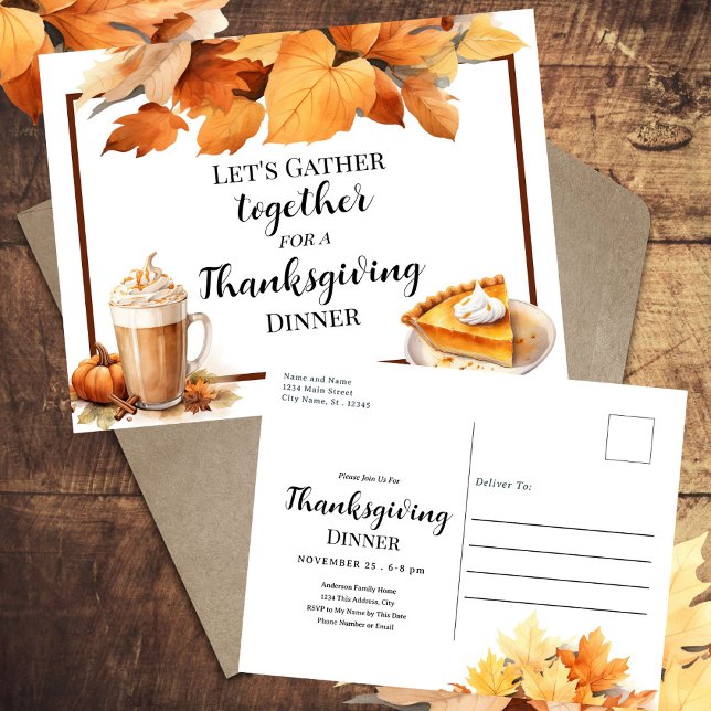 Thanksgiving Dinner Pie Invitation Postcard (Creator Uploaded)