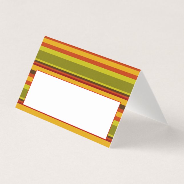 Thanksgiving Dinner Place Card | Autumn Stripes (Front)