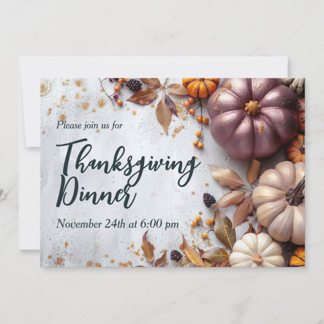 Thanksgiving Dinner Pumpkin Invitation (Front)