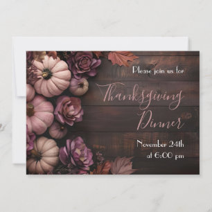 Thanksgiving Dinner Pumpkin Invitation Rustic