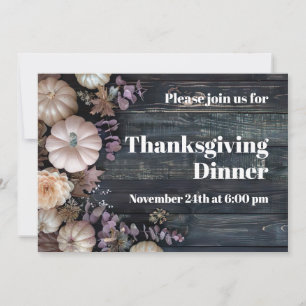 Thanksgiving Dinner Pumpkin Invitation Rustic