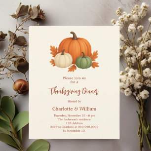 Thanksgiving dinner pumpkin retro invitation