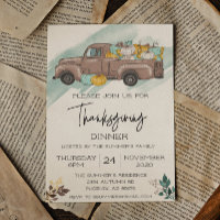 Thanksgiving Dinner Pumpkin Truck Watercolor