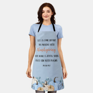 Thanksgiving Dinner Rustic Blue Scripture Apron