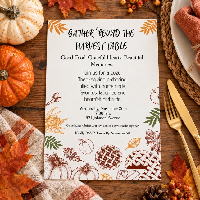 Thanksgiving Dinner Rustic Invitation (Creator Uploaded)