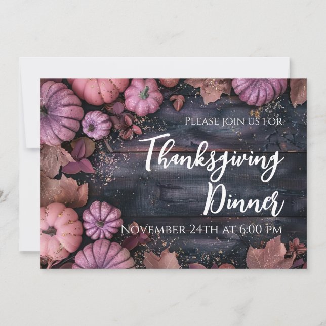 Thanksgiving Dinner Rustic Pumpkin Invitation (Front)