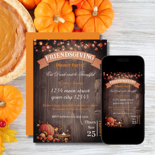 Thanksgiving Dinner - Rustic Woods pumpkin  Holiday Card