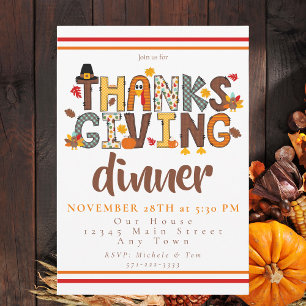 Thanksgiving Dinner Script Festive / Fall Pattern Invitation