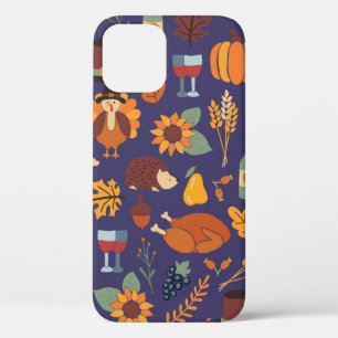Thanksgiving dinner seamless vintage pattern with iPhone 12 case