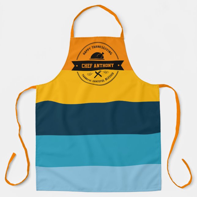 Thanksgiving Dinner Stylish Modern Personalised Apron (Front)