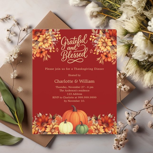 Thanksgiving dinner terracotta pumpkin invitation (Creator Uploaded)