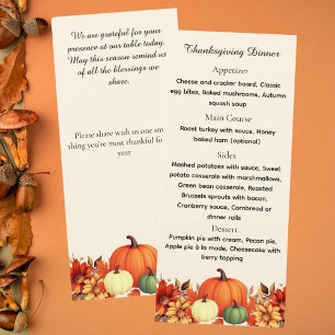 Thanksgiving dinner Thankful Message Menu