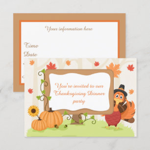 Thanksgiving dinner turkey add information  invitation