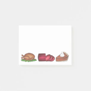 Thanksgiving Dinner Turkey Cranberry Pie Post-Its Post-it Notes