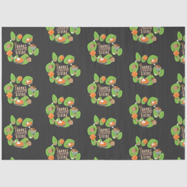 Thanksgiving Dinner Turkey Pumpkin Fall Greenery  Tissue Paper (Front)