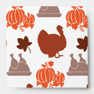 Thanksgiving Dinner Turkey Pumpkin Fall Harvest Envelope