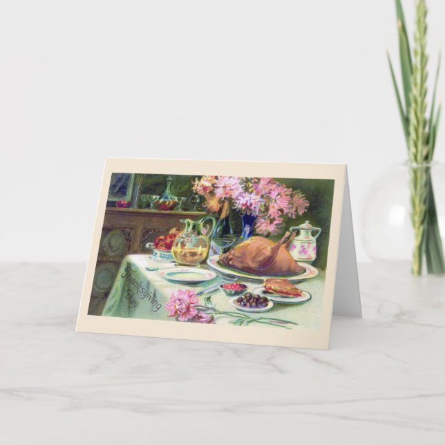 "Thanksgiving Dinner" Vintage Greeting Card (Front)
