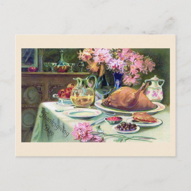 "Thanksgiving Dinner" Vintage Postcard (Front)
