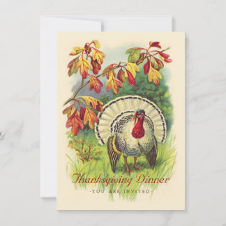 Thanksgiving Dinner Vintage Turkey Invitation