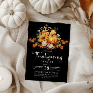 Thanksgiving Dinner Watercolor Autumn Pumpkin  Invitation