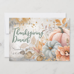 Thanksgiving Dinner Watercolor Pumpkin Invitation