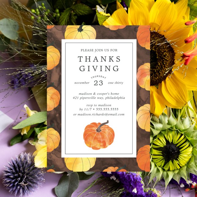 Thanksgiving Dinner | Watercolor Pumpkins Invitation (Creator Uploaded)