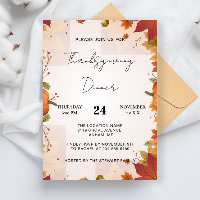 Thanksgiving Dinner Welcome Family Turkey Autumn Invitation (Creator Uploaded)