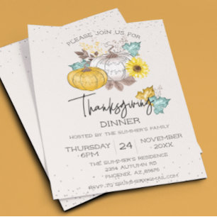 Thanksgiving Dinner White Glitter Pumpkin Budget Flyer