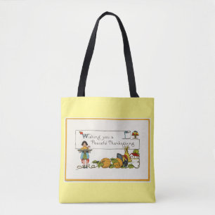 Thanksgiving Dinner With Pilgrim Tote Bag
