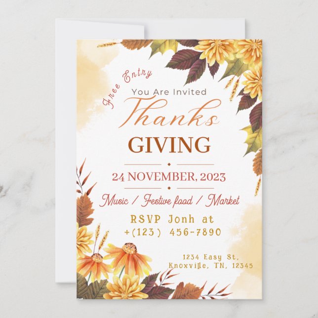 Thanksgiving dinnerInvitation template (Front)
