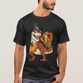 Thanksgiving Dinosaur Dabbing Turkey T-Shirt