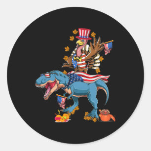 Thanksgiving Dinosaur Turkey Pumpkin T rex America Classic Round Sticker