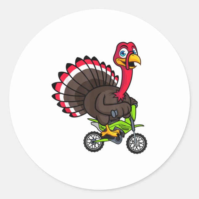 Thanksgiving Dirt Bike Motocross Enduro Riding Classic Round Sticker (Front)