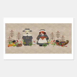 Thanksgiving Dogs Rectangular Sticker