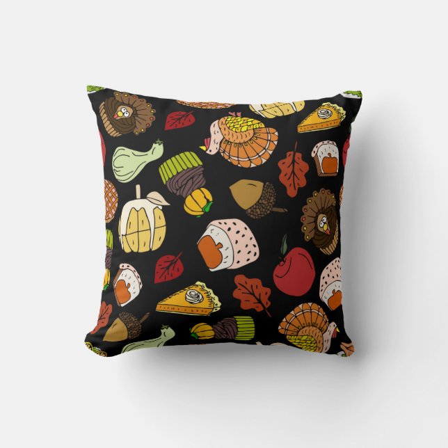 Thanksgiving doodles, festive, hand-drawn set. cushion (Front)