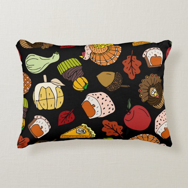 Thanksgiving doodles, festive, hand-drawn set. decorative cushion (Front)
