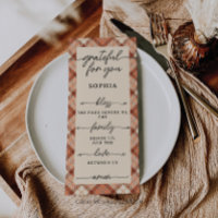 Thanksgiving Double Sided Menu & Place Card Plaid