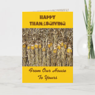 Thanksgiving Dried Corn Stalk Decorations Holiday Card