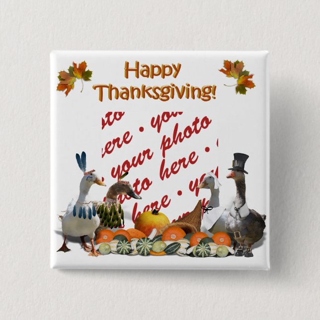 Thanksgiving Ducks 15 Cm Square Badge (Front)