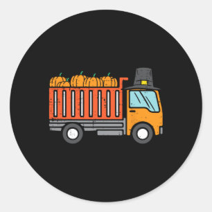 Thanksgiving Dump Truck Pumpkin Fall Autumn Toddle Classic Round Sticker