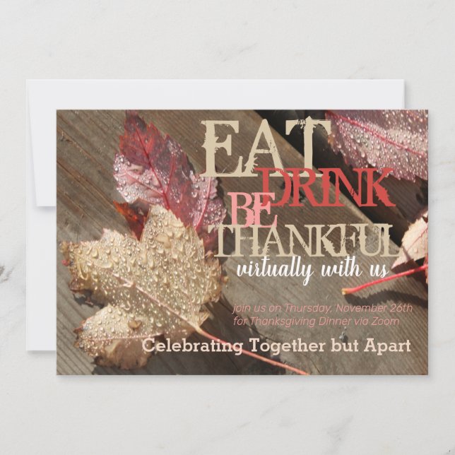 Thanksgiving Eat Drink Be Thankful Flat Card (Front)
