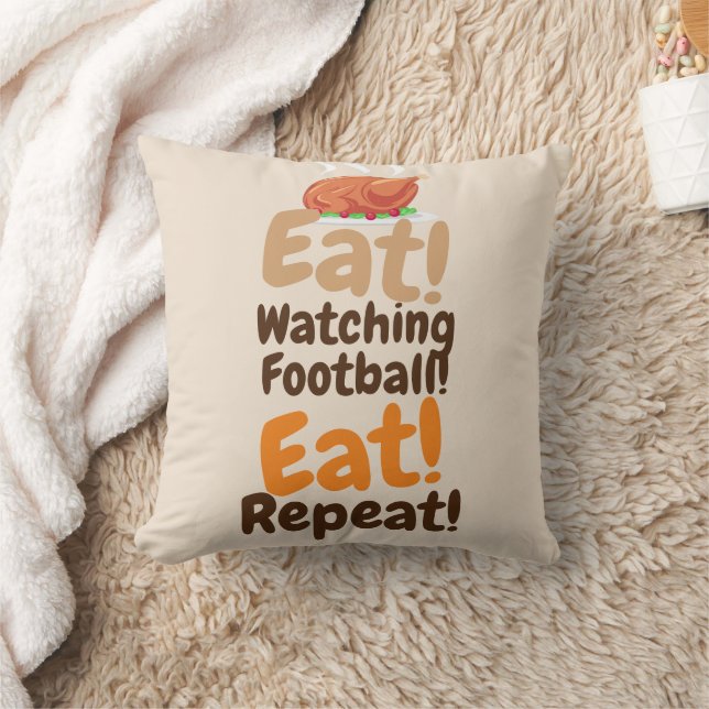Thanksgiving Eat, Watching Football, Eat Repeat Cushion (Blanket)