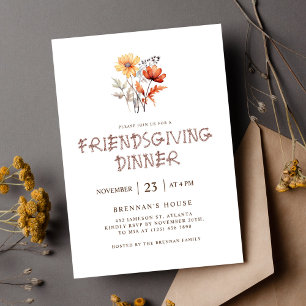 Thanksgiving Elegant Modern Friendsgiving Dinner Invitation