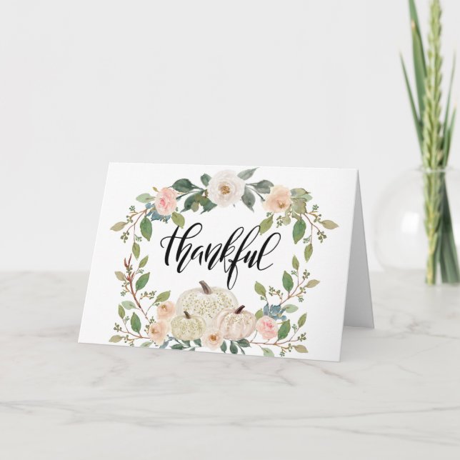 Thanksgiving Elegant Pastel Floral Inspirational Holiday Card (Front)