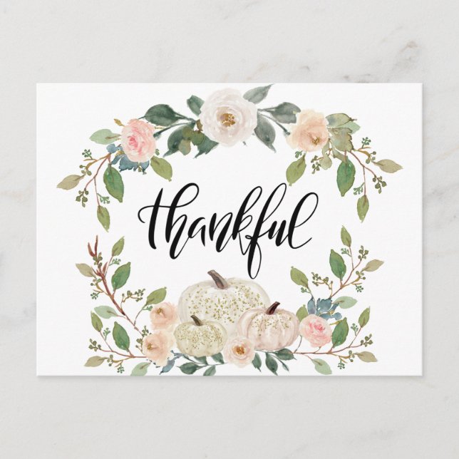 Thanksgiving Elegant Pastel Floral Inspirational Postcard (Front)