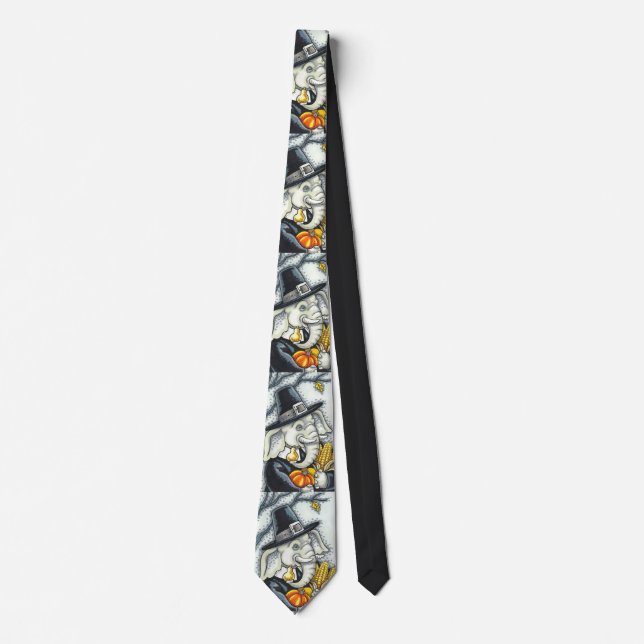THANKSGIVING ELEPHANT, HOLIDAY PILGRIM PACHYDERM TIE (Front)