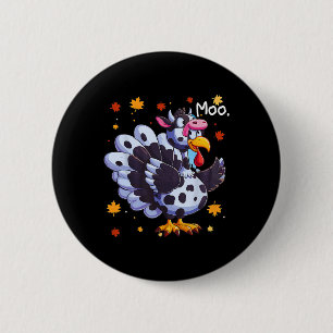 Thanksgiving Fake Turkey Moo Cow Head Funny Fall 6 Cm Round Badge