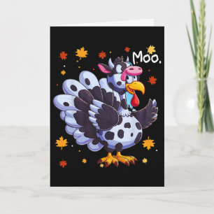 Thanksgiving Fake Turkey Moo Cow Head Funny Fall  Card